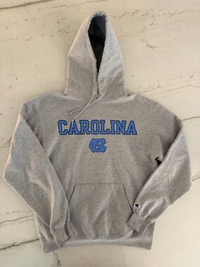 Champion Hoodie Men's M UNC North Carolina Tar Heels Gray Blue Graphic